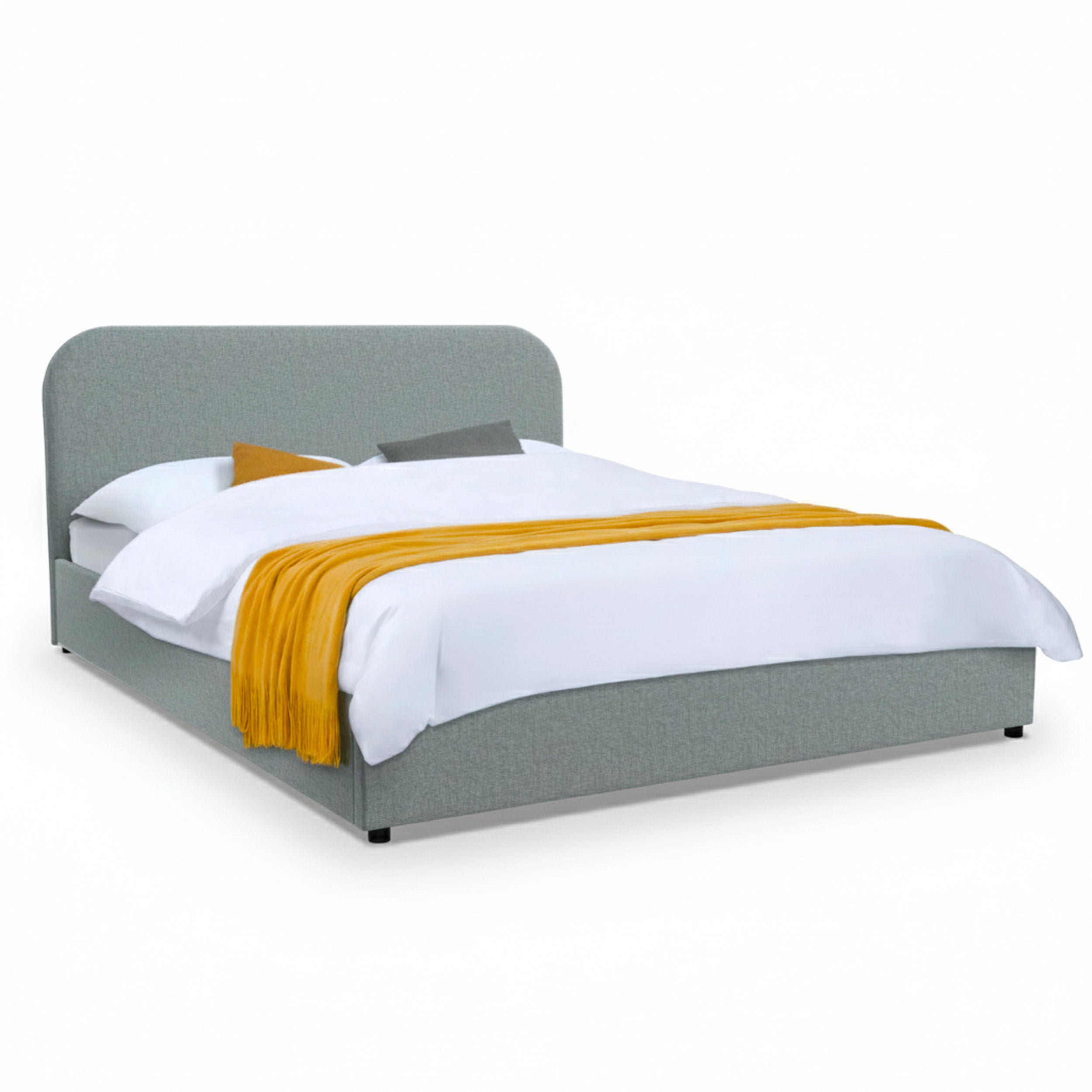 Tilly lit coffre gris tissu 160x200
