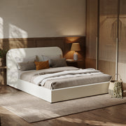 tilly lit double 160 x 200 cm en tissu beige avec coffre