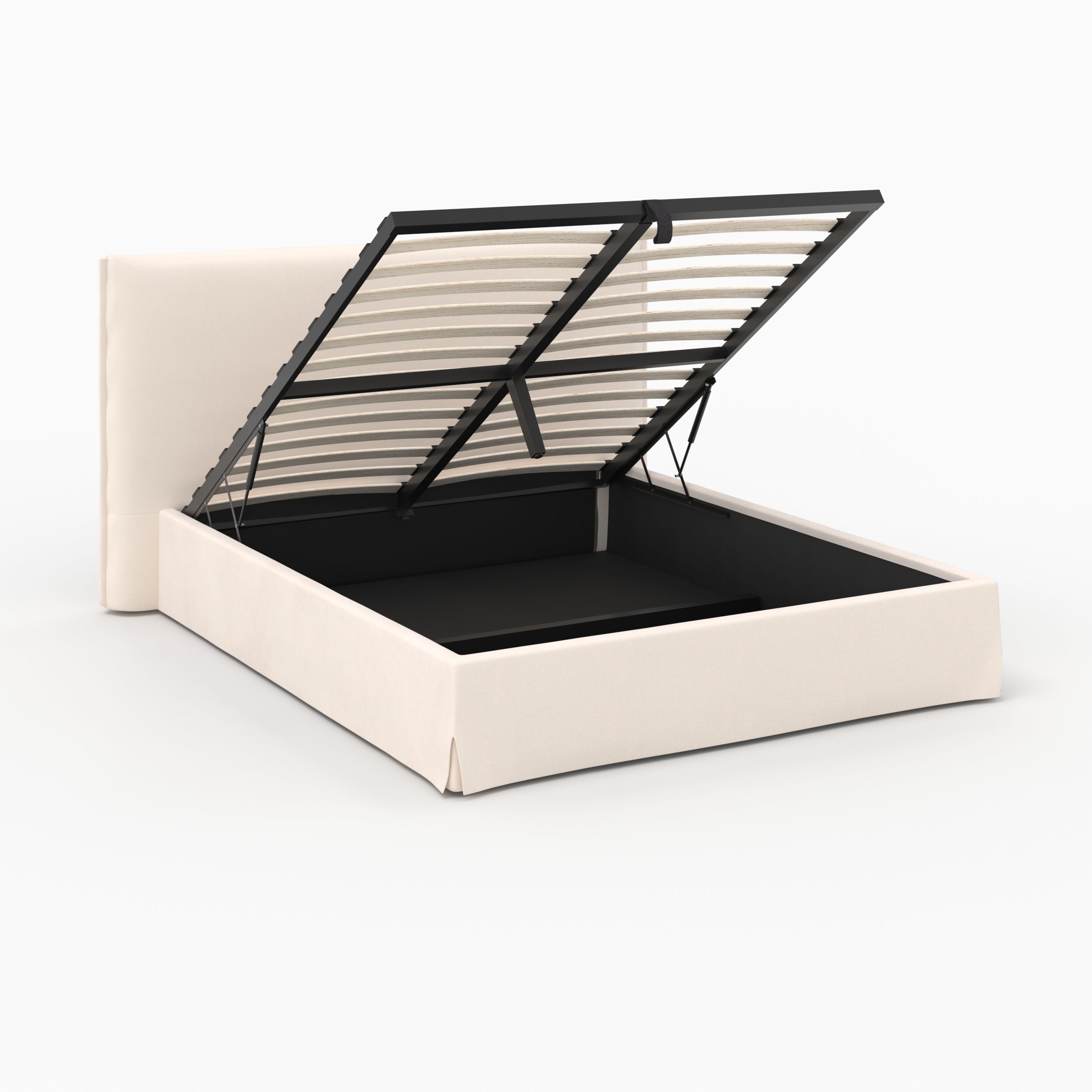 Tissu blanc lit coffre 160x200cm Safia double