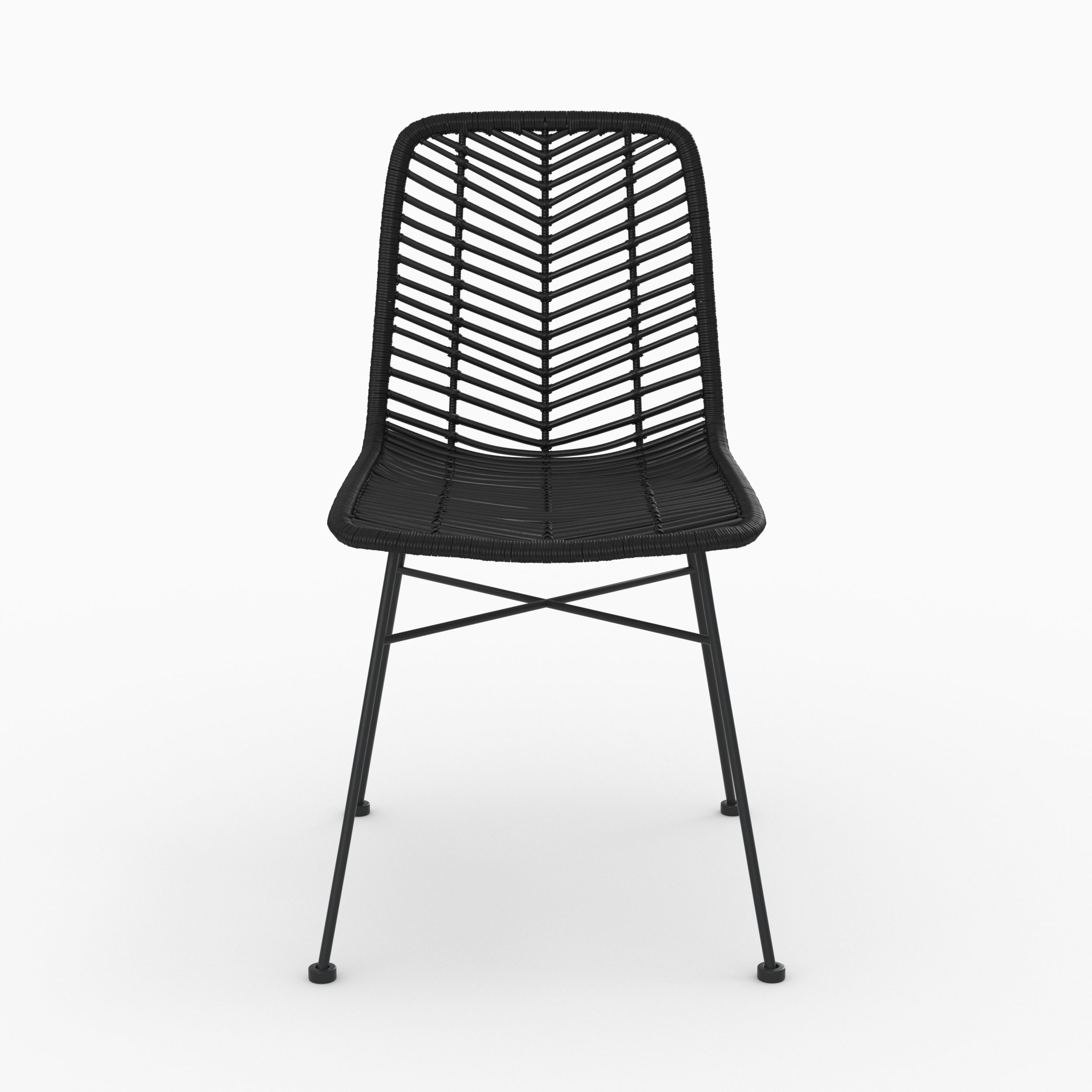 total look nero sedie tamara in rattan nero set di 2