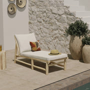 transat de jardin makam bois teck coussin blanc casse focus