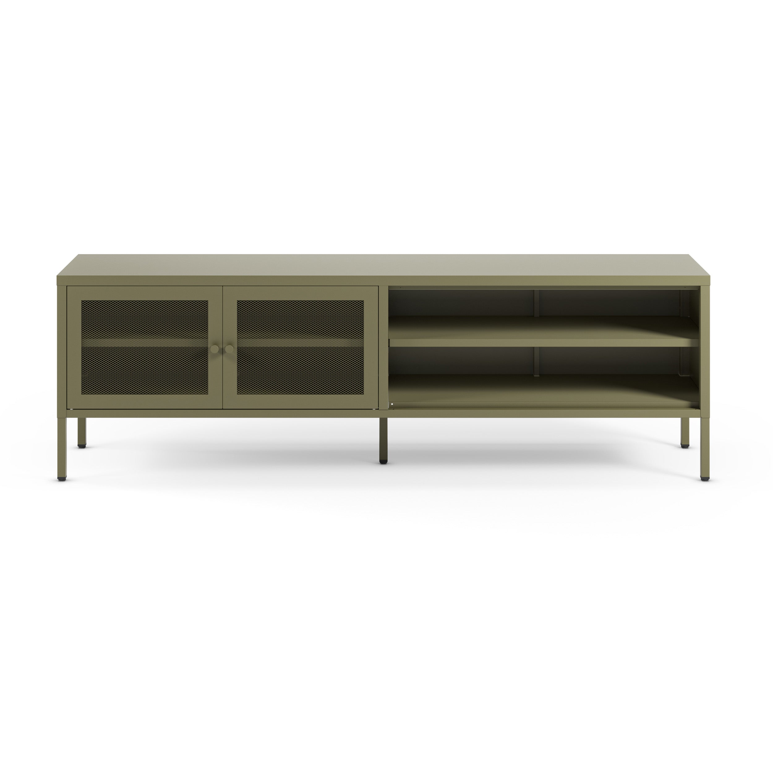Tv meuble Latem 160cm 2 portes métal vert
