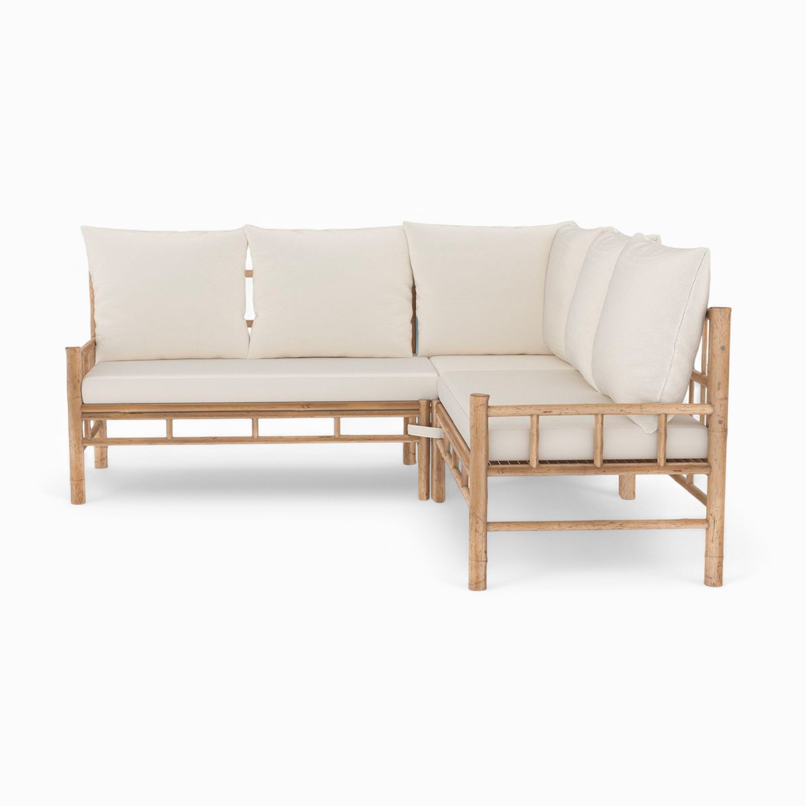 vadella salon de jardin 5 personnes en bambou creme canape d angle