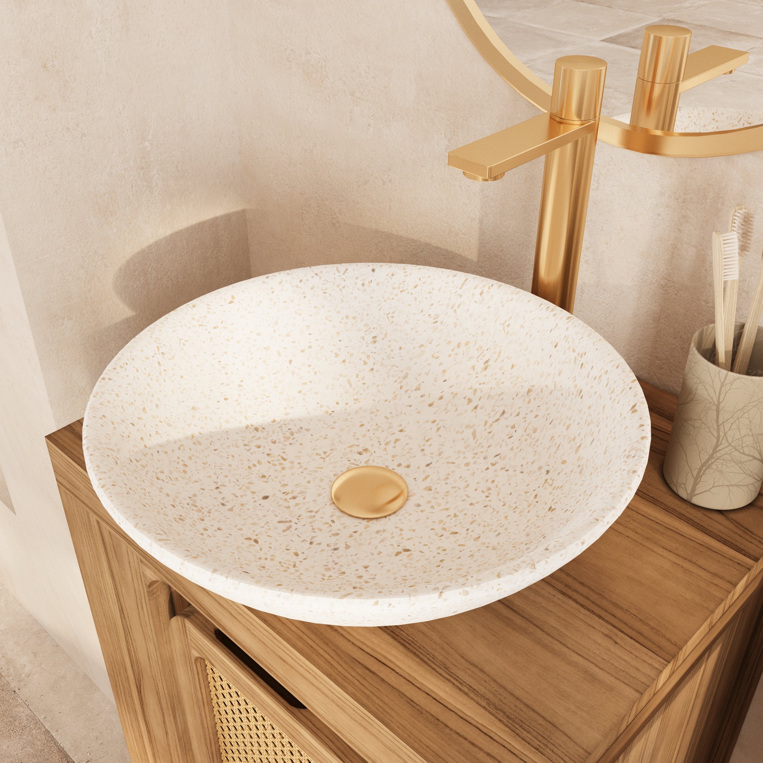 vasca rotonda terrazzo bianco lysea