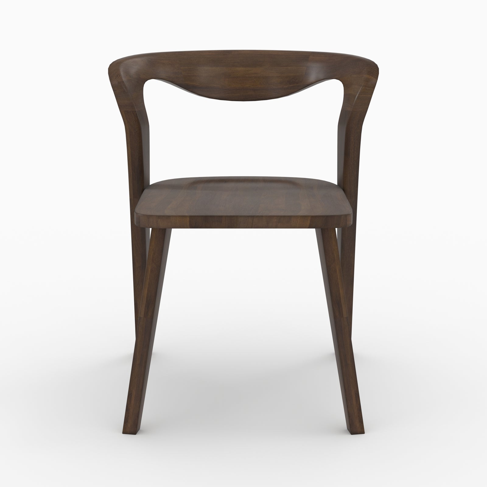 vega chaise en bois hevea fonce dossier asymetrique