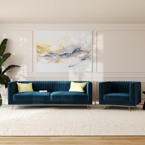 poltrona in velluto blu navy