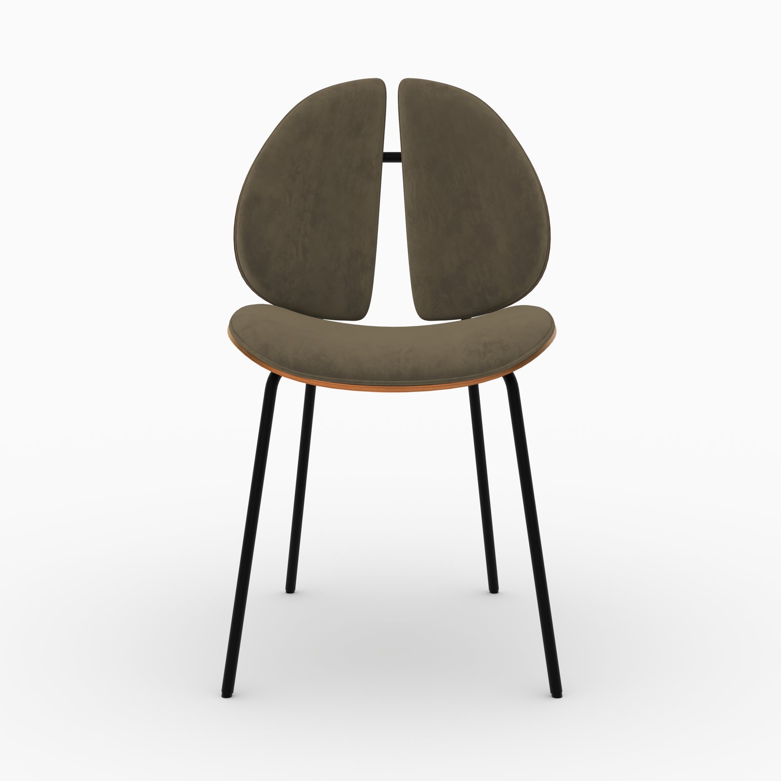 Velours kaki chaise Coccinelle bois noyer