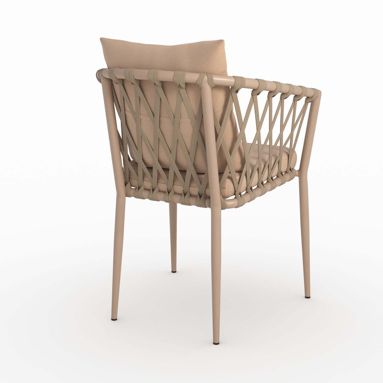 Vue ensemble lot de 2 chaises de jardin dulcy en métal et tissu taupe