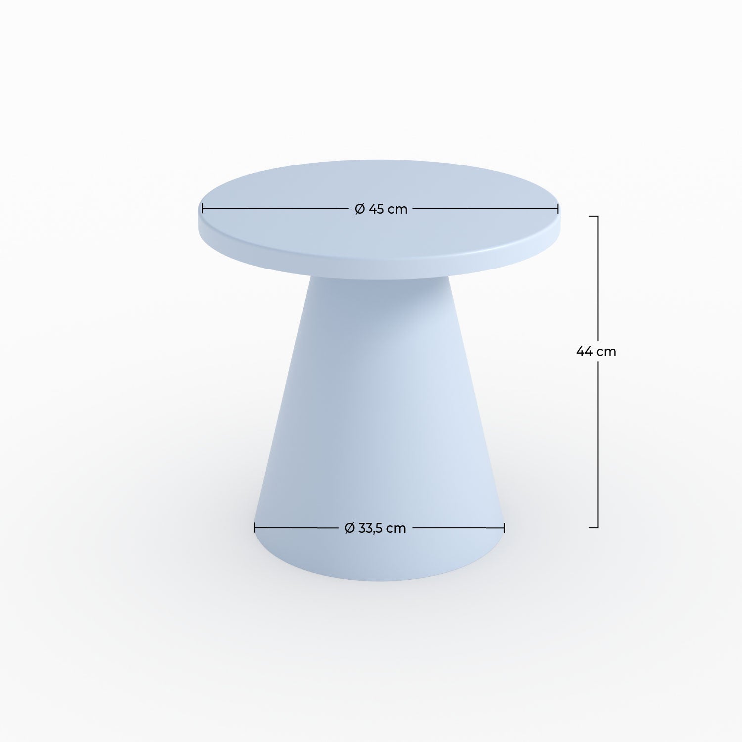 Vue ensemble table d appoint de jardin azuri en métal bleu pastel d45 cm