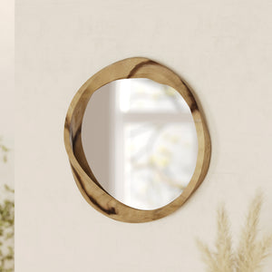 specchio Yong legno chiaro rotondo