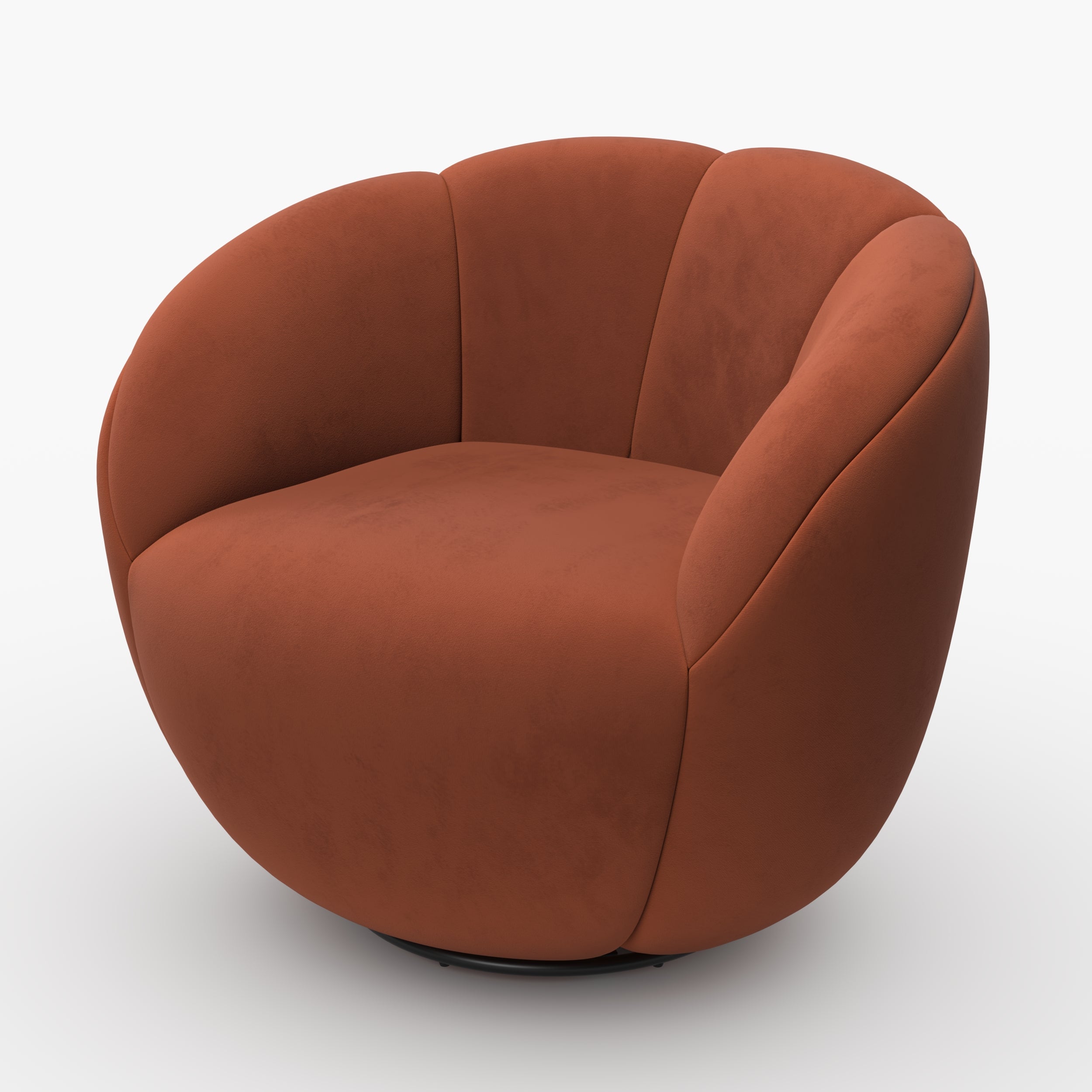 Yse fauteuil velours rouille pivotant