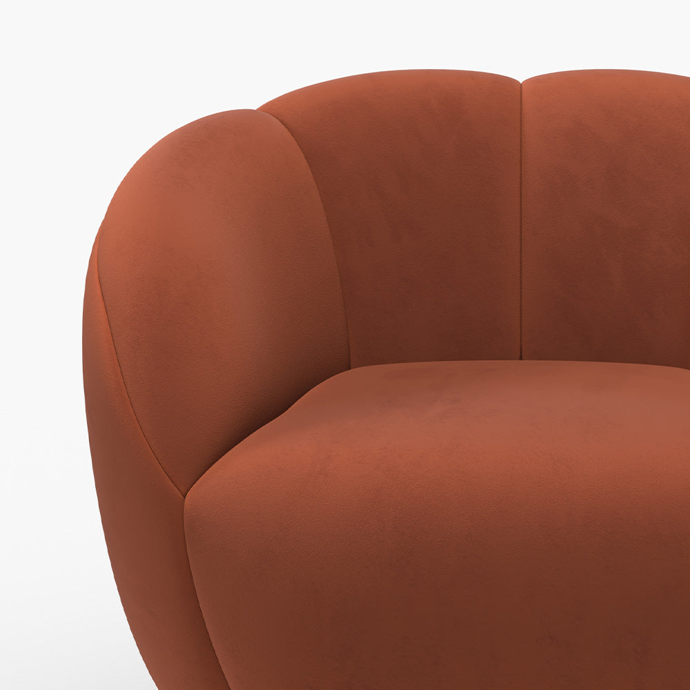 Yse fauteuil pivotant velours rouille