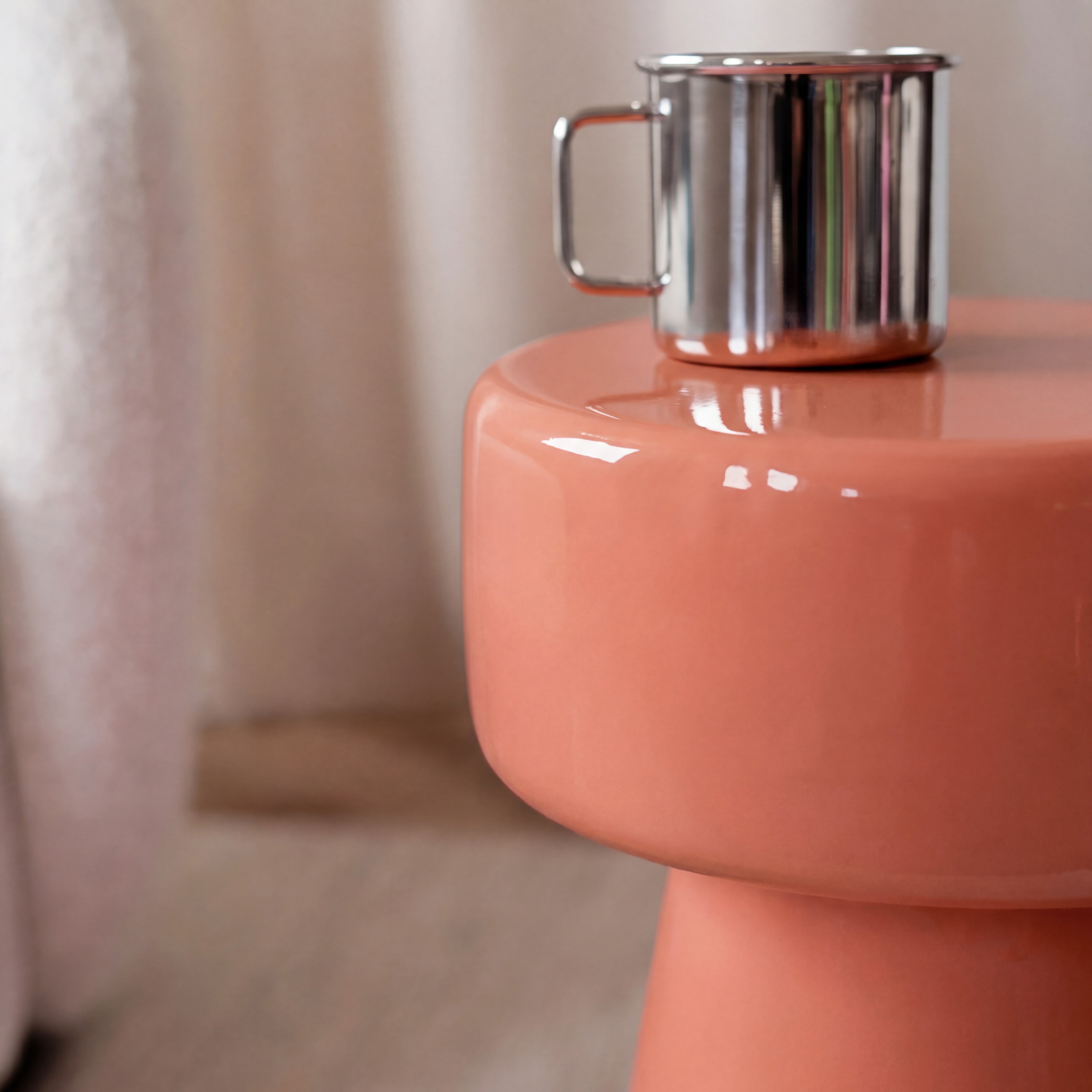 Zoom Athéna table appoint rose saumon