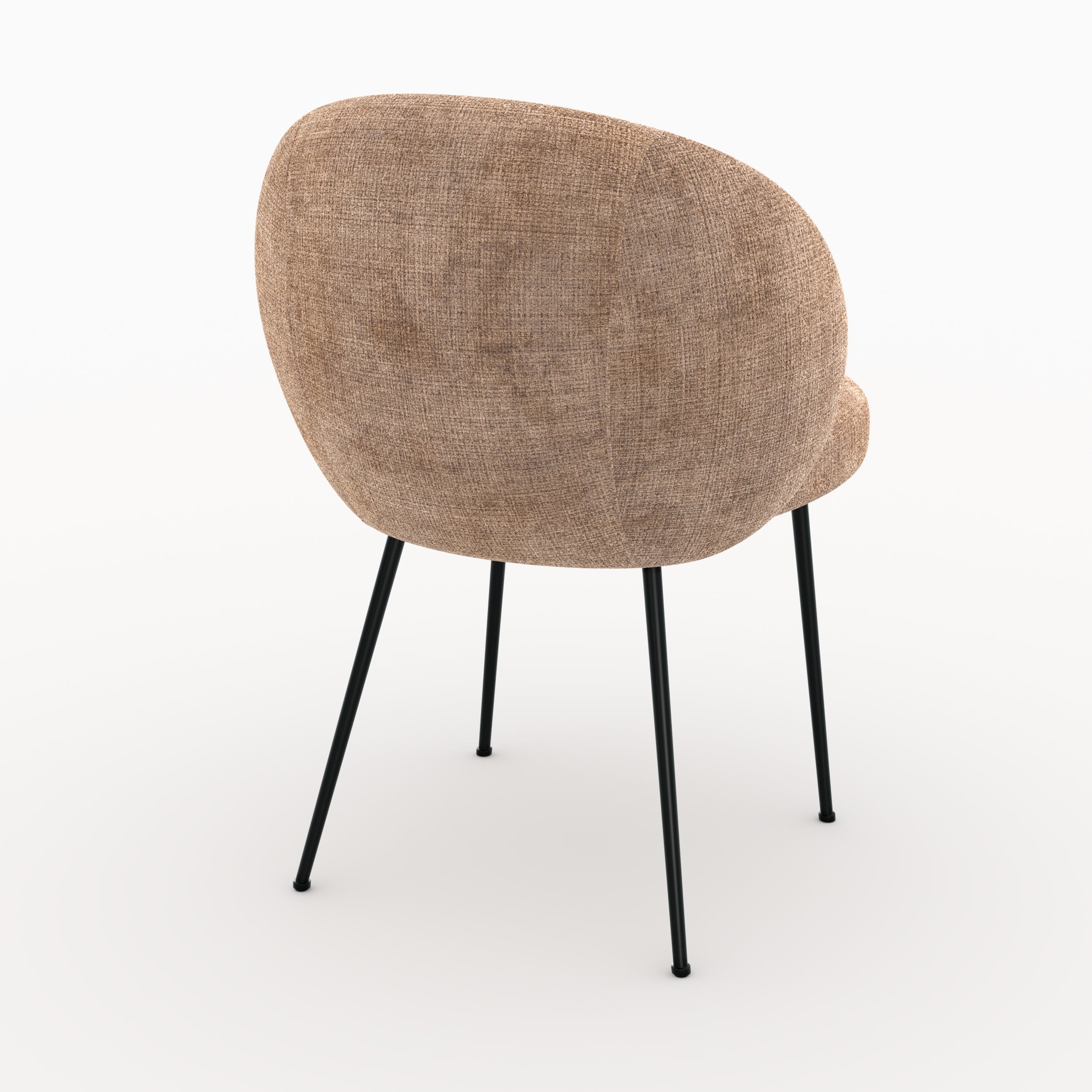 Zoom design chaise Bloomy en velours chenille cafe crème et métal noir