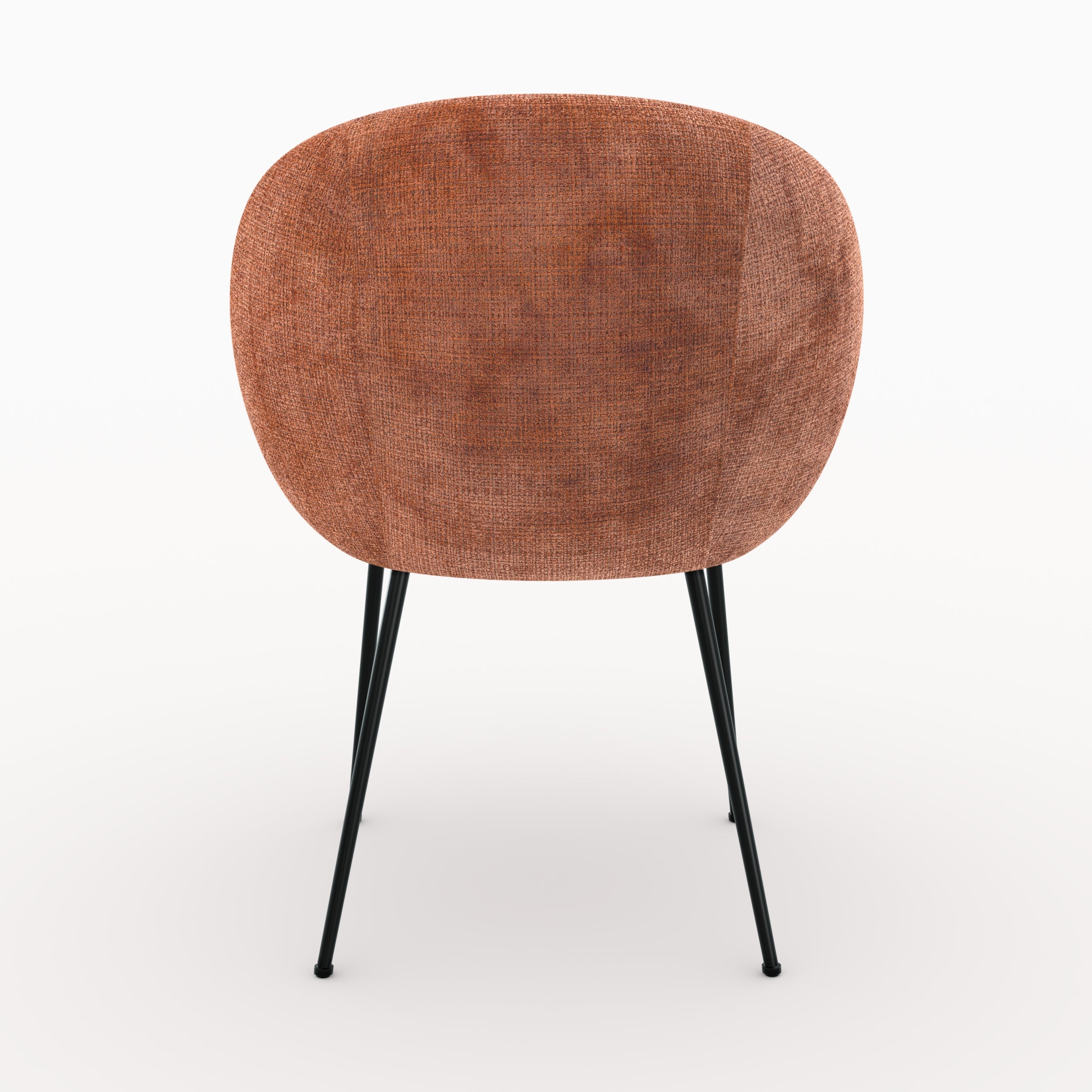 Zoom design chaise Bloomy en velours chenille terracotta et métal noir