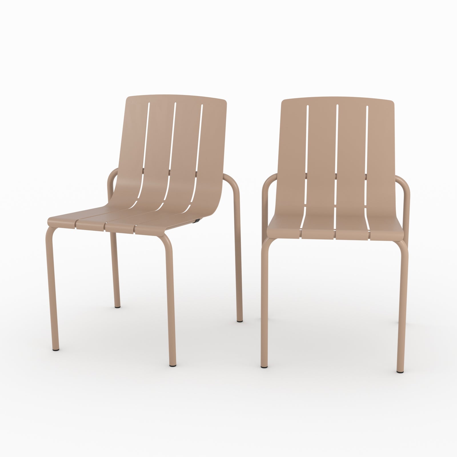 Zoom design lot de 2 chaises de jardin suna en métal taupe