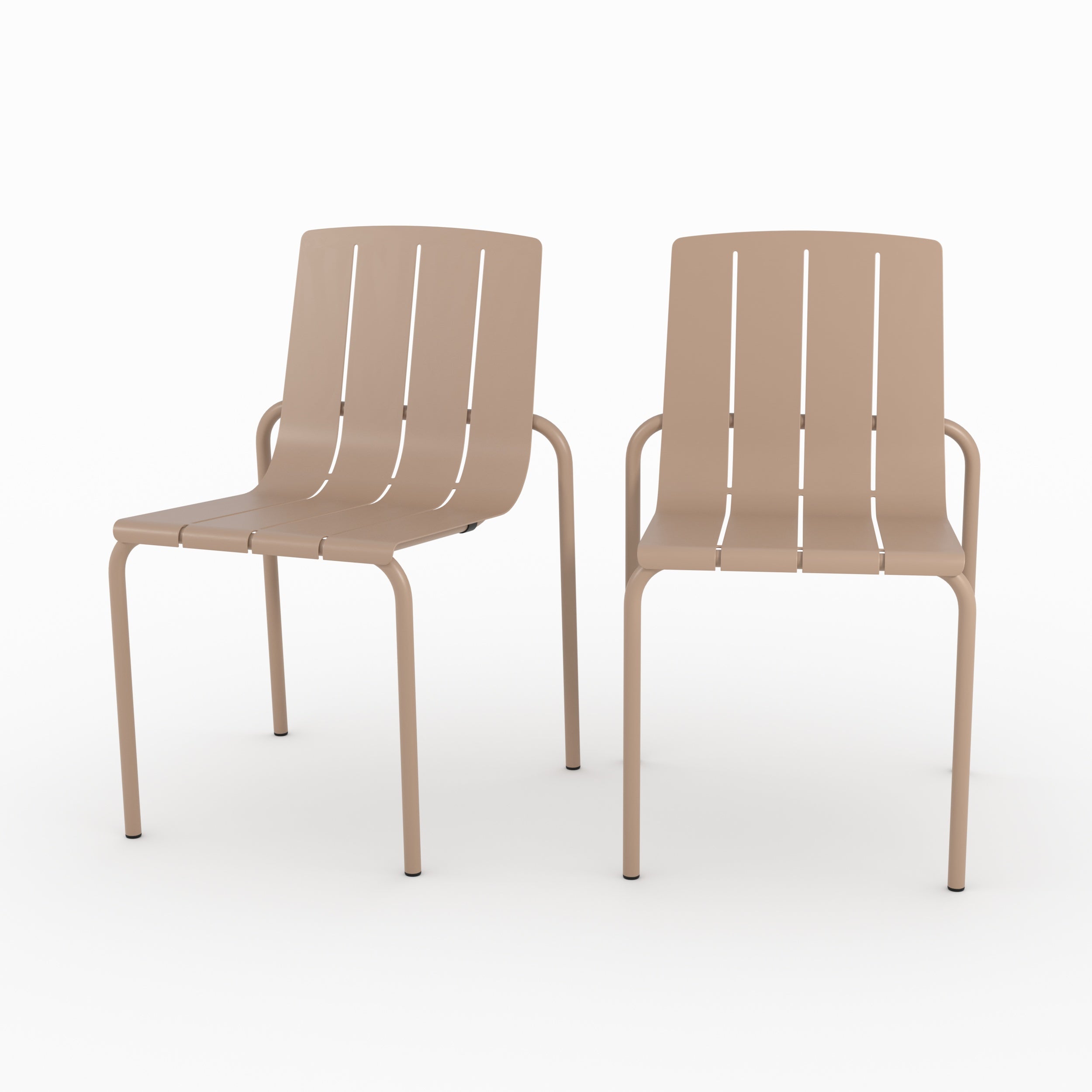 Zoom design lot de 2 chaises de jardin suna en métal taupe