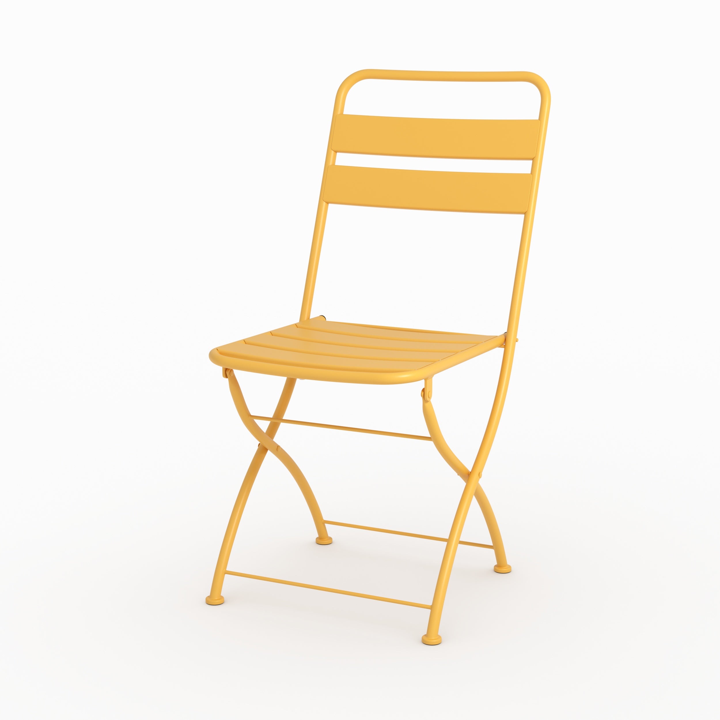 Zoom design lot de 2 chaises de jardin Yumi en métal jaune beurre pliantes