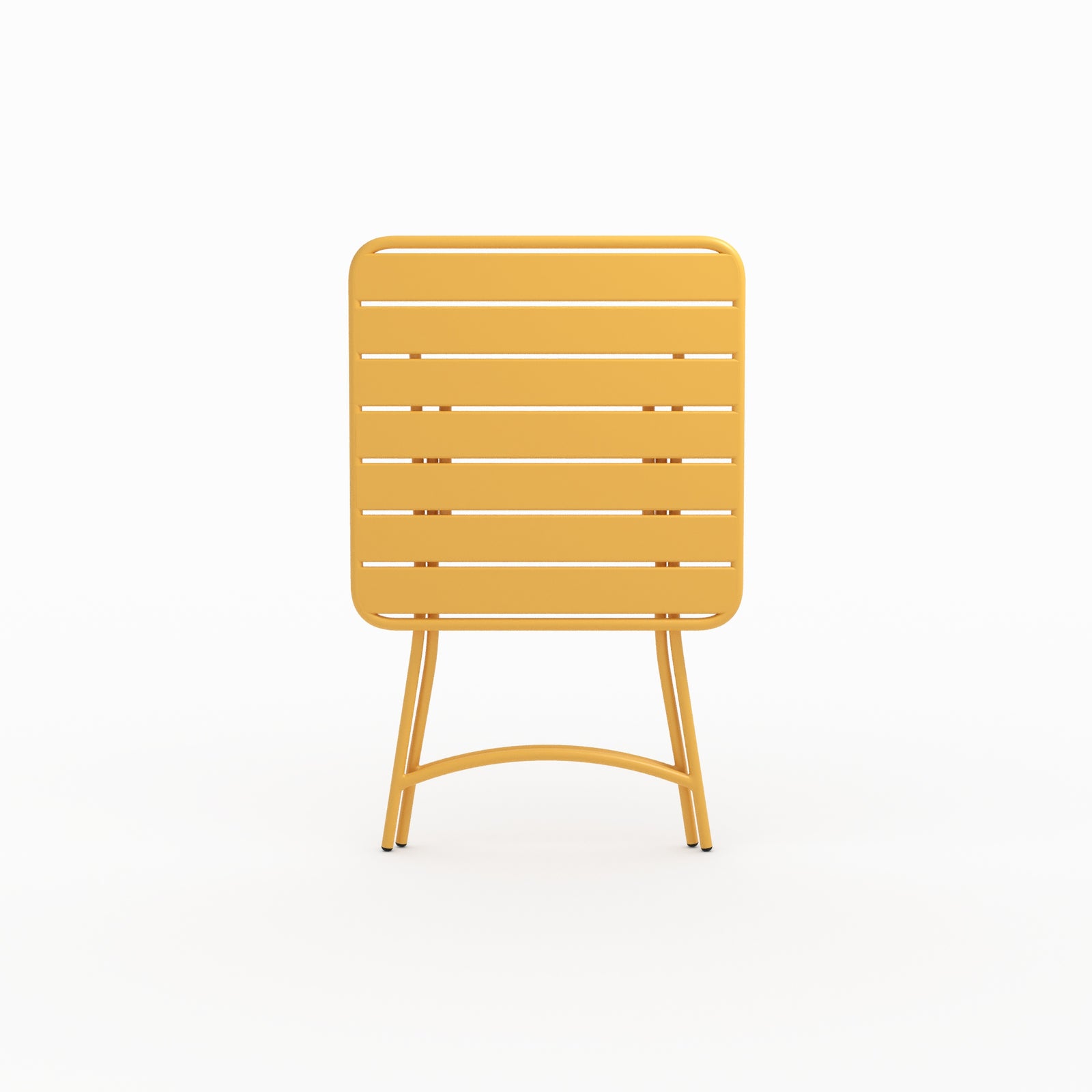 Zoom design table de jardin Yumi pliante en métal jaune beurre 2 personnes