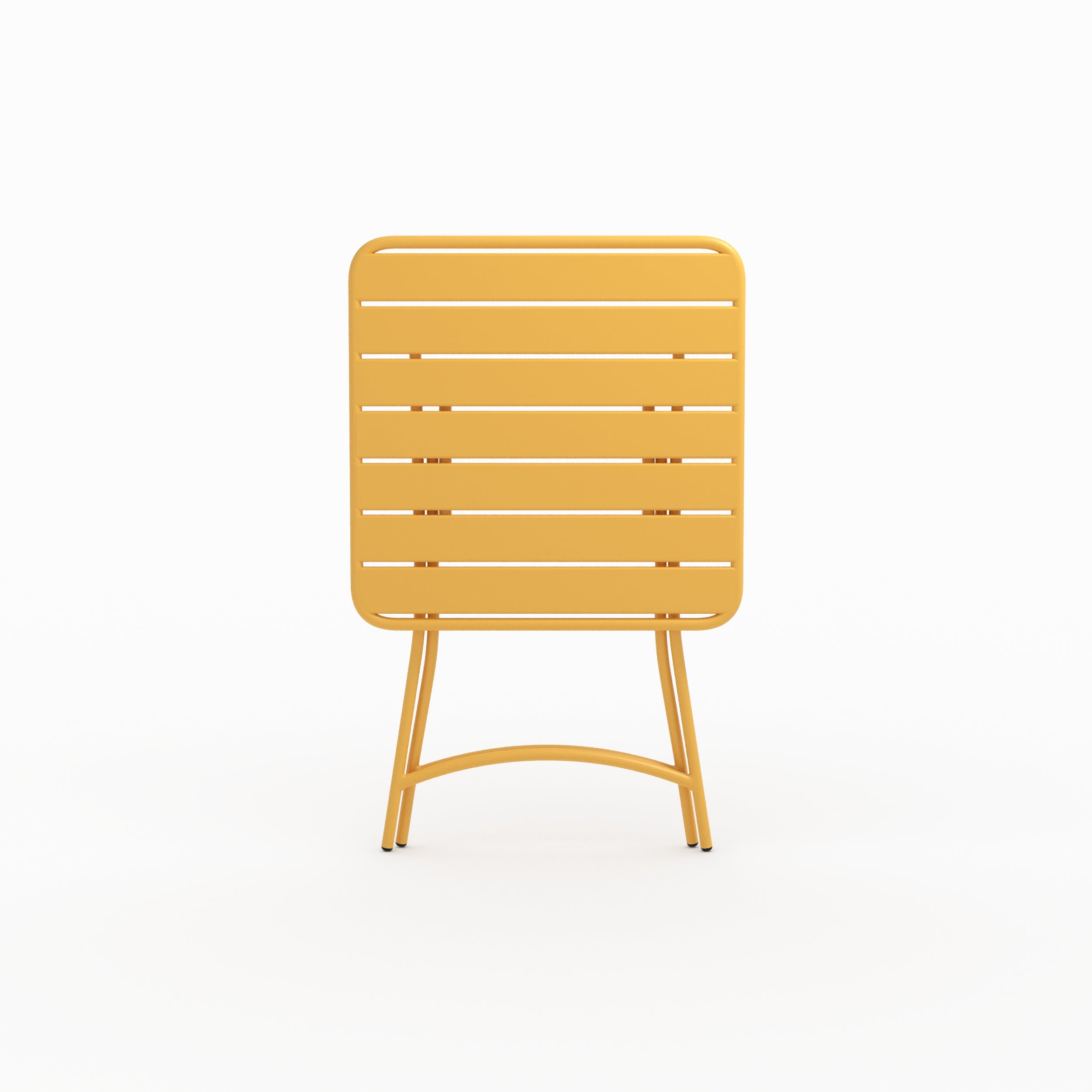 Zoom design table de jardin Yumi pliante en métal jaune beurre 2 personnes