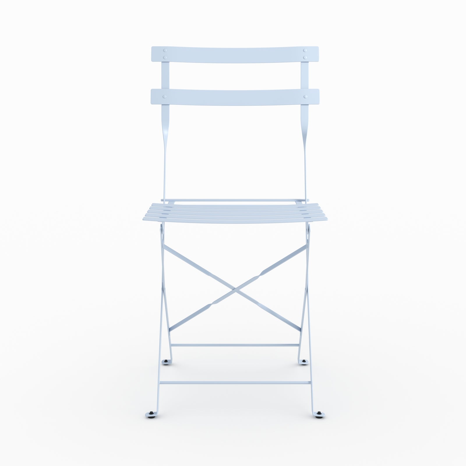 Zoom design table ronde et chaises de jardin pliantes Kayla 2 places en métal bleu