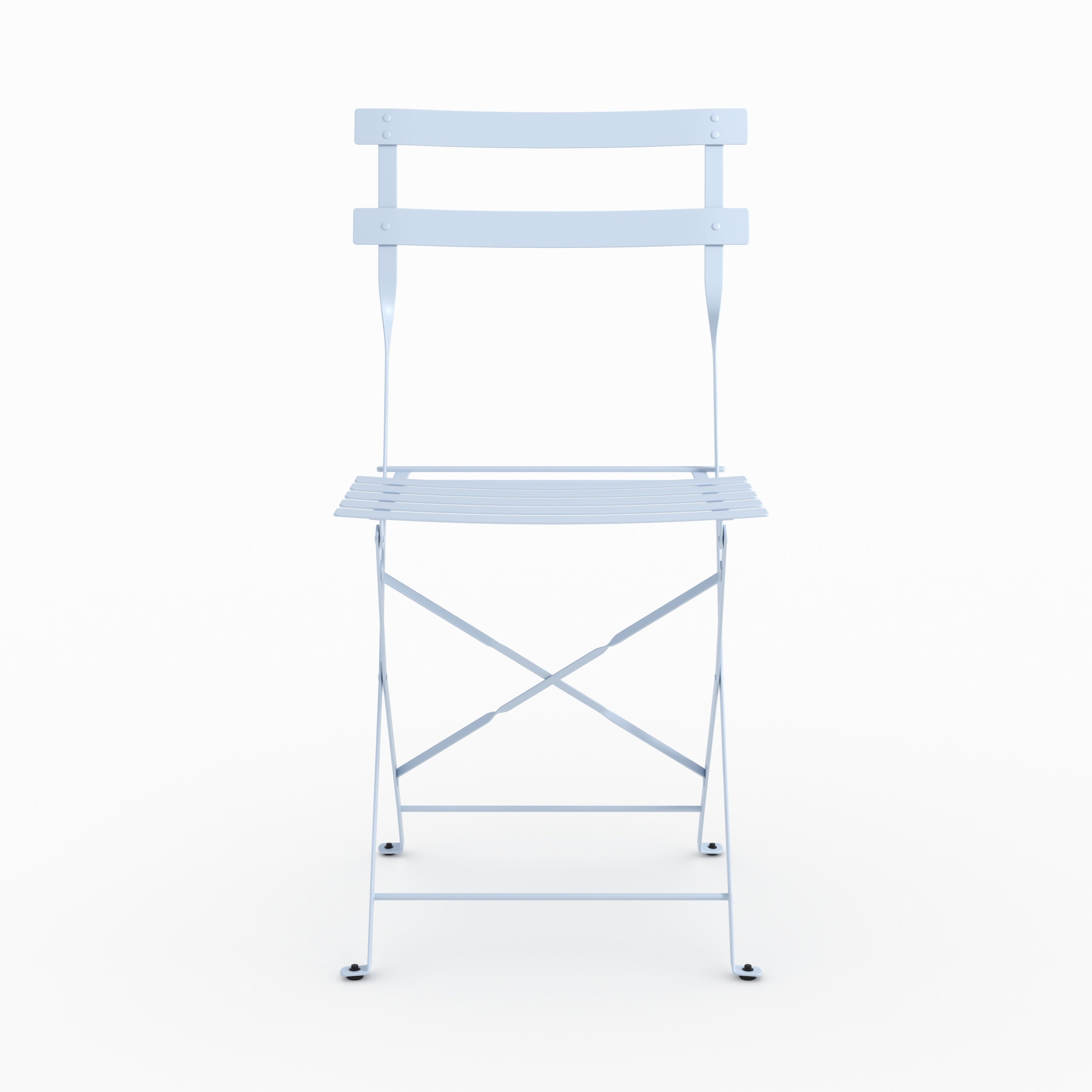 Zoom design table ronde et chaises de jardin pliantes Kayla 2 places en métal bleu