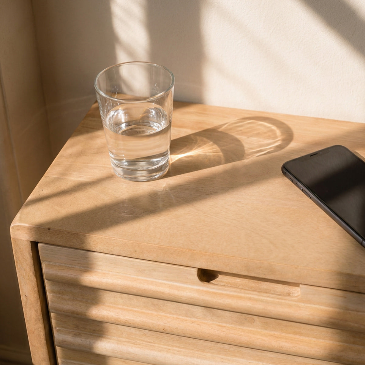 Pablo wall-mounted bedside table in natural mango wood