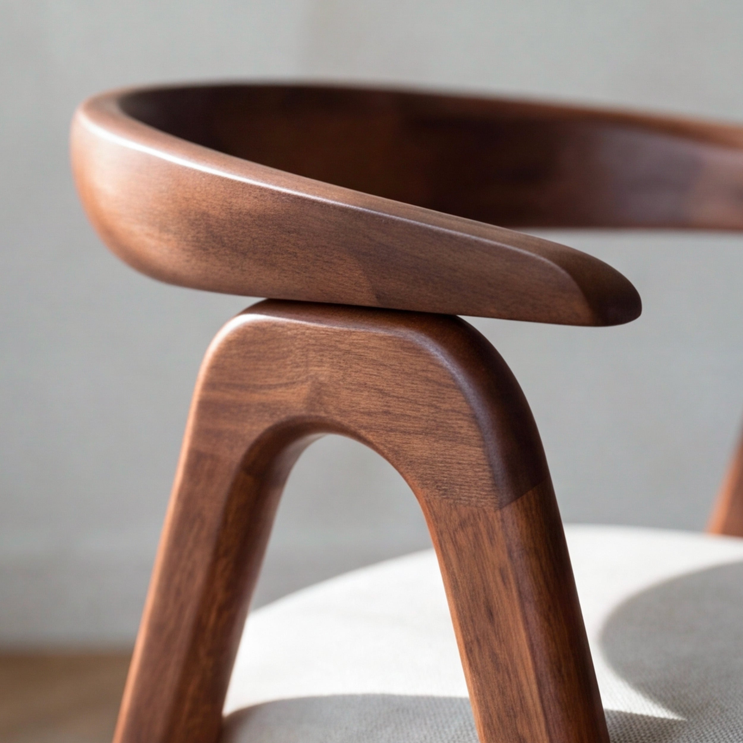 Chaise Hawa en bois d'hévéa marron et tissu beige